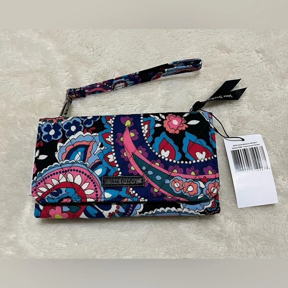 NWT Vera Bradley RFID Smartphone Tech Wallet Wristlet Haymarket Paisley MSRP $59